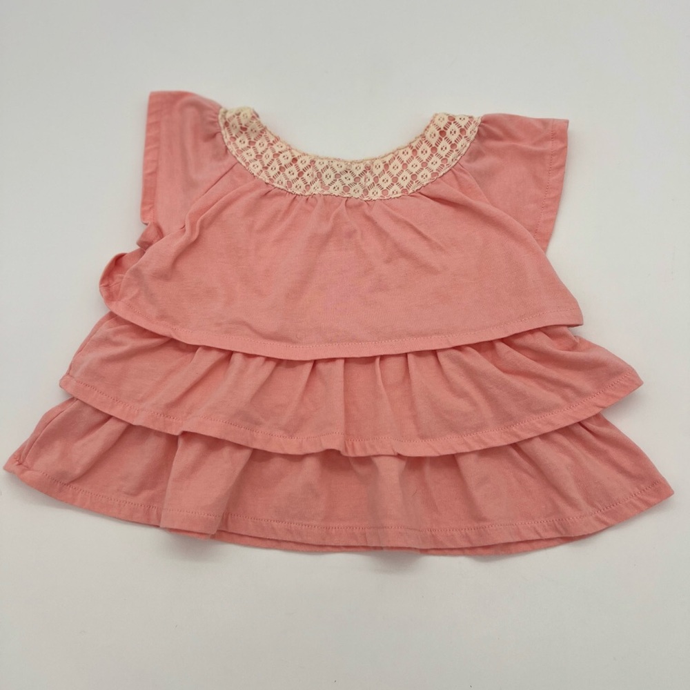 Lucky Brand pink Toddler Orange Tiered Shirt Embroidered 2T